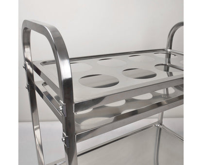 SOGA 2 Tier Stainless Steel 8 Compartment Kitchen Seasoning Car Service Trolley Condiment Holder Cart Spice Bowl • LUZ-FoodCart1209