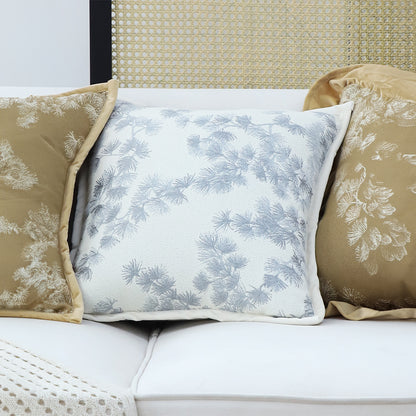 SOGA 2X 45cm Throw Pillow Cream White Wide Border with Branch and Pine Needle Design Pattern Home Decor • LUZ-FrenchCushion306X2
