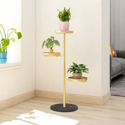 SOGA 3 Tier Gold Round Plant Stand Flowerpot Tray Display Living Room Balcony Metal Decorative Shelf • LUZ-FPotH103