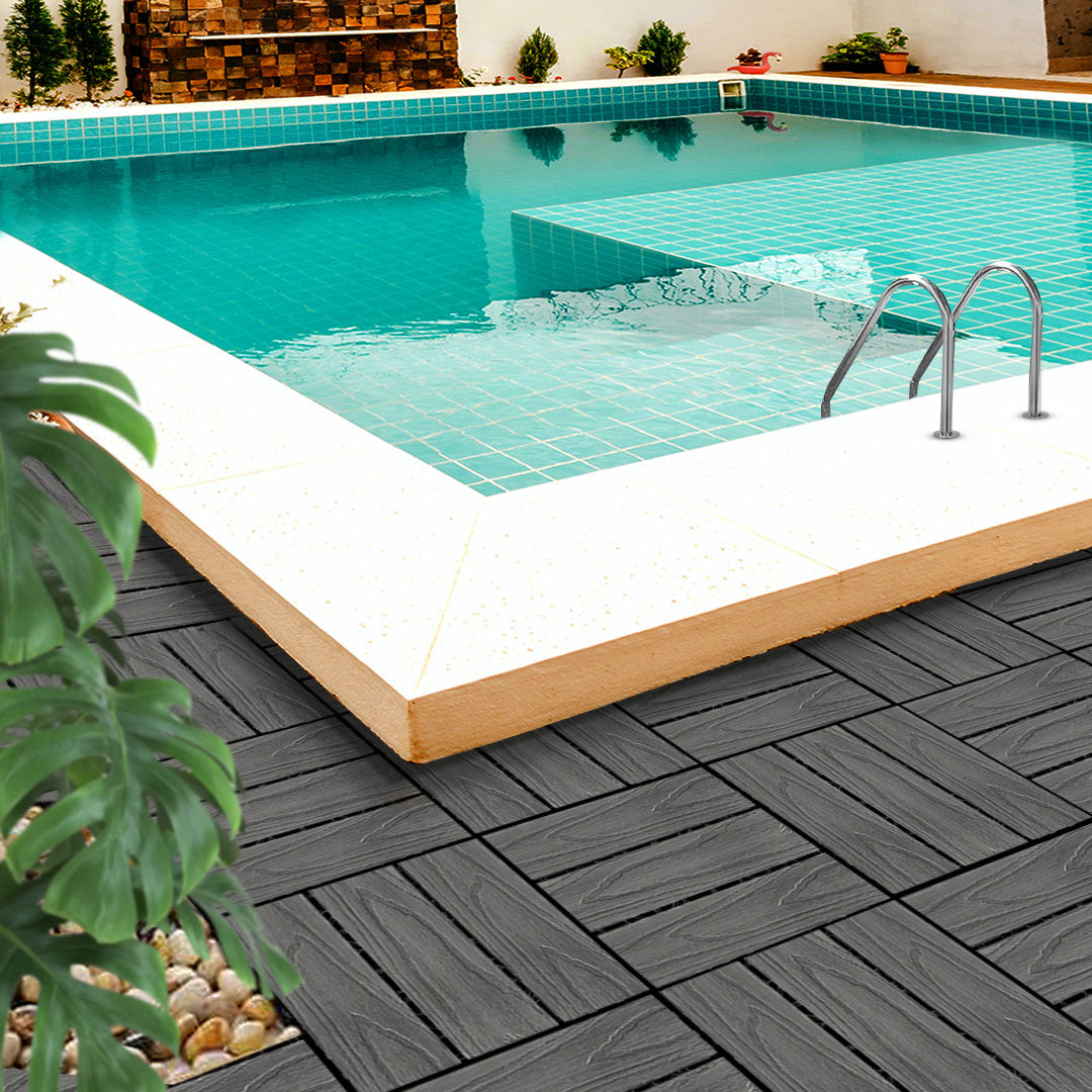 SOGA 2X 11 pcs Dark Grey DIY Wooden Composite Decking Tiles Garden Outdoor Backyard Flooring Home Decor • LUZ-Deck5031X2