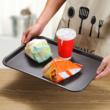 SOGA Rectangular Serving Tray Heavy Duty Waterproof Stackable Plastic Food Snack Pan Set of 10 Coffee • LUZ-PVPlateCoffeeX10