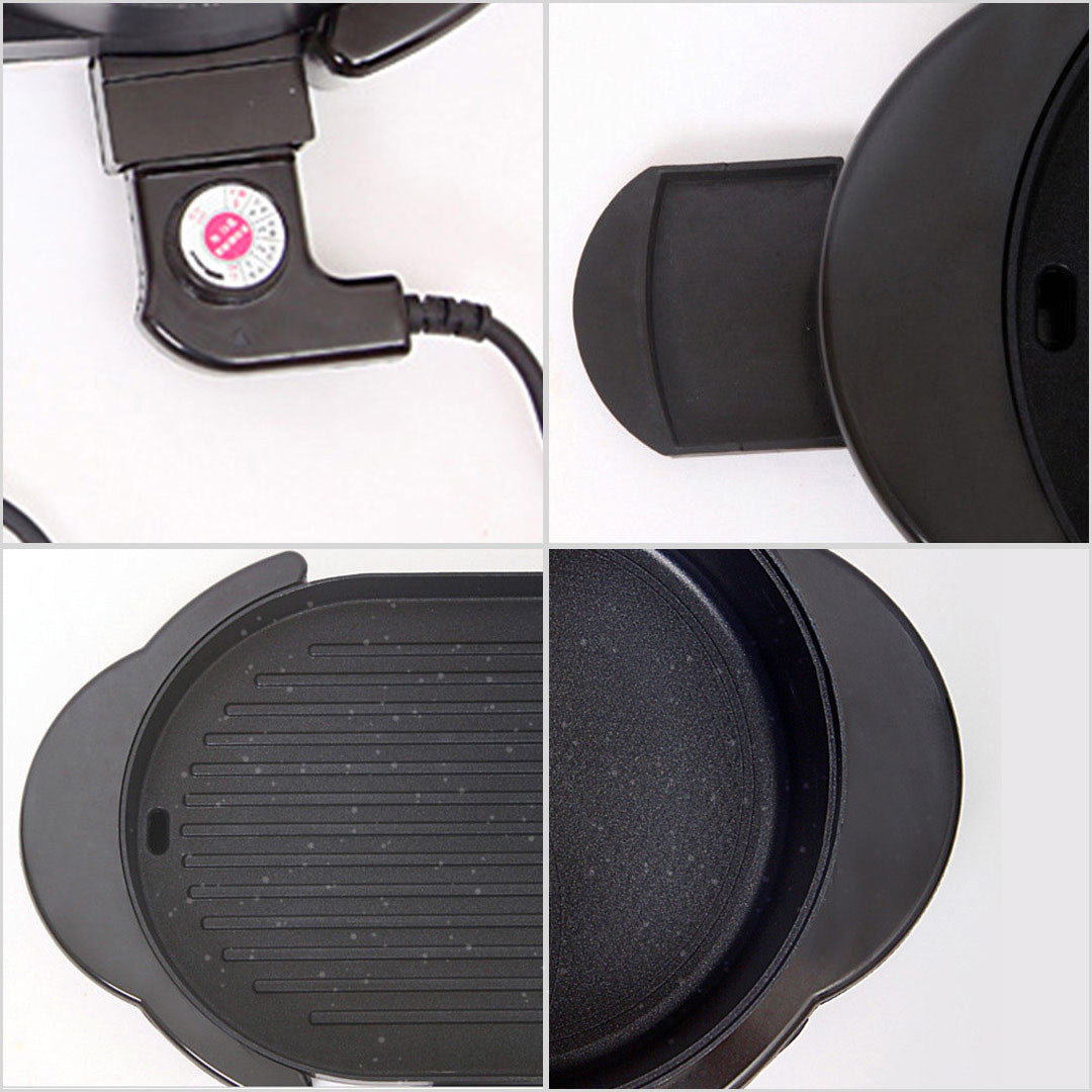 SOGA 2 in 1 Electric Non-Stick BBQ Teppanyaki Grill Plate Steamboat Hotpot 2-8 Person • LUZ-SteamboatHotPotandGrillLong