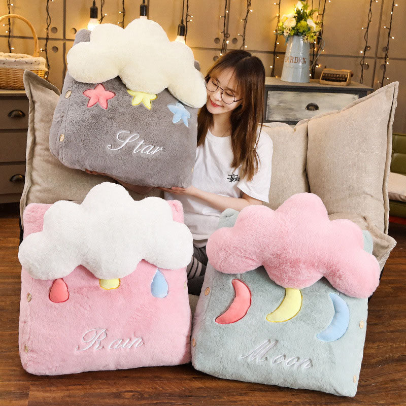 SOGA 2X Pink Cute Cloud Cushion Soft Leaning Lumbar Wedge Pillow Bedside Plush Home Decor • LUZ-SCushion032X2