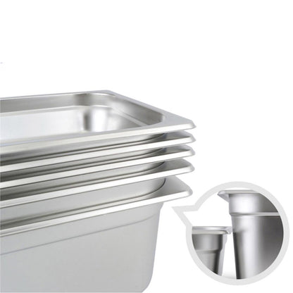 SOGA 2X Gastronorm GN Pan Full Size 1/3 GN Pan 15cm Deep Stainless Steel Tray With Lid • LUZ-GP5417wLidX2