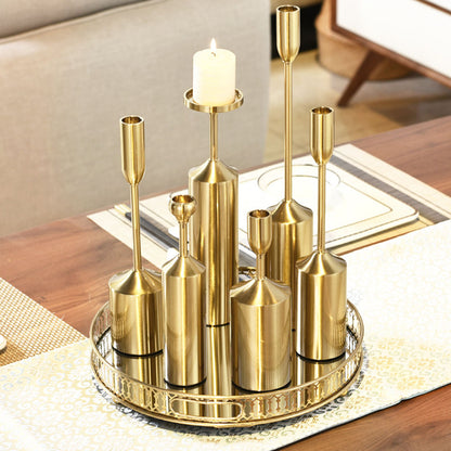 SOGA 6pcs Gold Iron Taper Luxury Candlestick Candle Holder Stand Pillar • LUZ-CandleStick1150