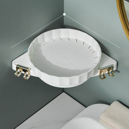 SOGA White 360 Degree Wall-Mounted Rotating Bathroom Organiser Corner Vanity Rack Toilet Adhesive Storage Shelf • LUZ-BathA007