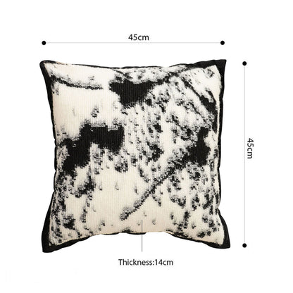 SOGA 45cm Light Vintage Leopard Print Black & White Ink Splatter Wide-Edge SquareThrow Pillow • LUZ-FrenchCushion252