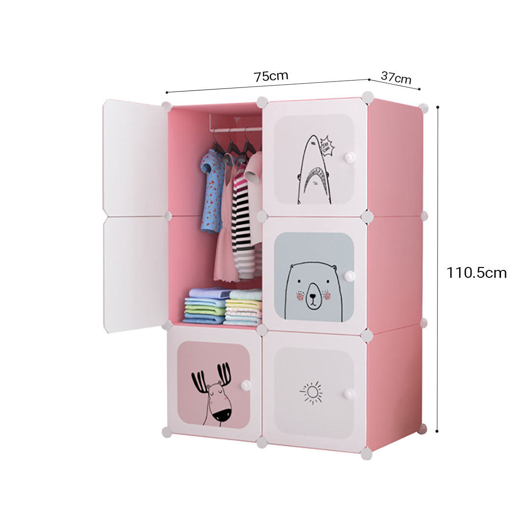 SOGA 6 Cubes Pink Portable Wardrobe Divide-Grid Modular Storage Organiser Foldable Closet • LUZ-Wrobe1772