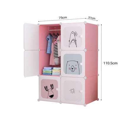 SOGA 6 Cubes Pink Portable Wardrobe Divide-Grid Modular Storage Organiser Foldable Closet • LUZ-Wrobe1772