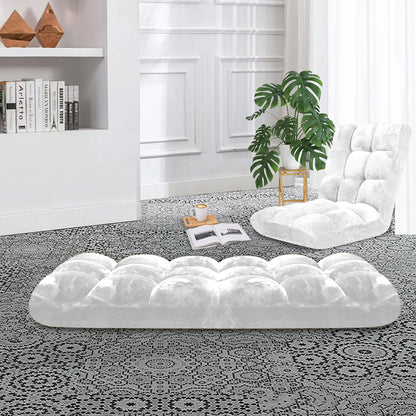 SOGA 2X Floor Recliner Folding Lounge Sofa Futon Couch Folding Chair Cushion White • LUZ-LoungeChairWhiteX2