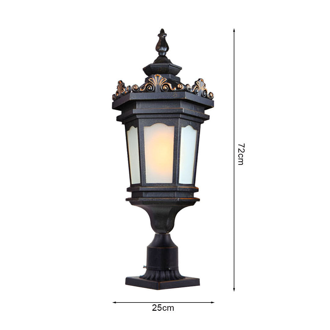 Vintage Lamp 72cm Lantern Stand Elegant Aluminum & Glass Outdoor Light Antique Style Exterior Fixture • LUZ-Lamp320Stand