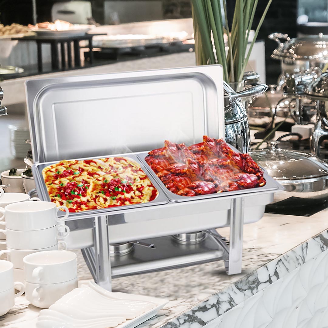 SOGA 4X Stainless Steel Chafing Double Tray Catering Dish Food Warmer • LUZ-ChafingDish56082X4