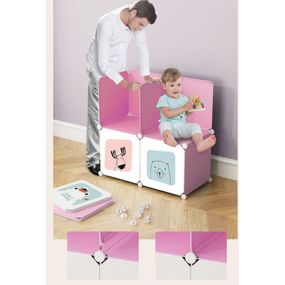 SOGA 8 Cubes Pink Portable Wardrobe Divide-Grid Modular Storage Organiser Foldable Closet • LUZ-Wrobe2010