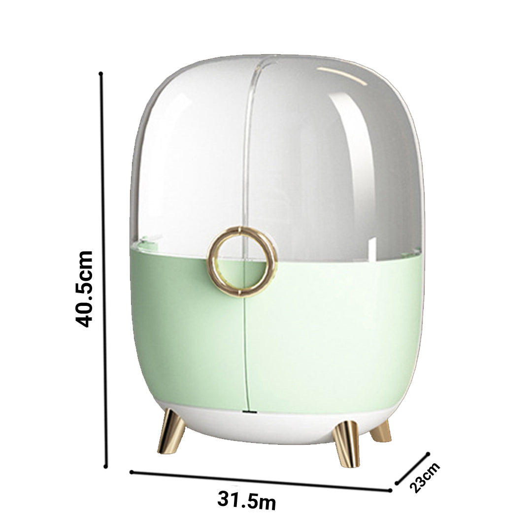 SOGA 2X Green Transparent Countertop Makeup Organiser Cosmetic Storage Waterproof Dustproof Bathroom Skincare Holder with Lid • LUZ-BathF904X2