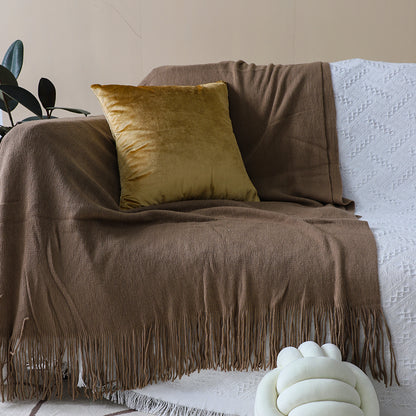 SOGA 2X Coffee Acrylic Knitted Throw Blanket Solid Fringed Warm Cozy Woven Cover Couch Bed Sofa Home Decor • LUZ-Blanket906X2