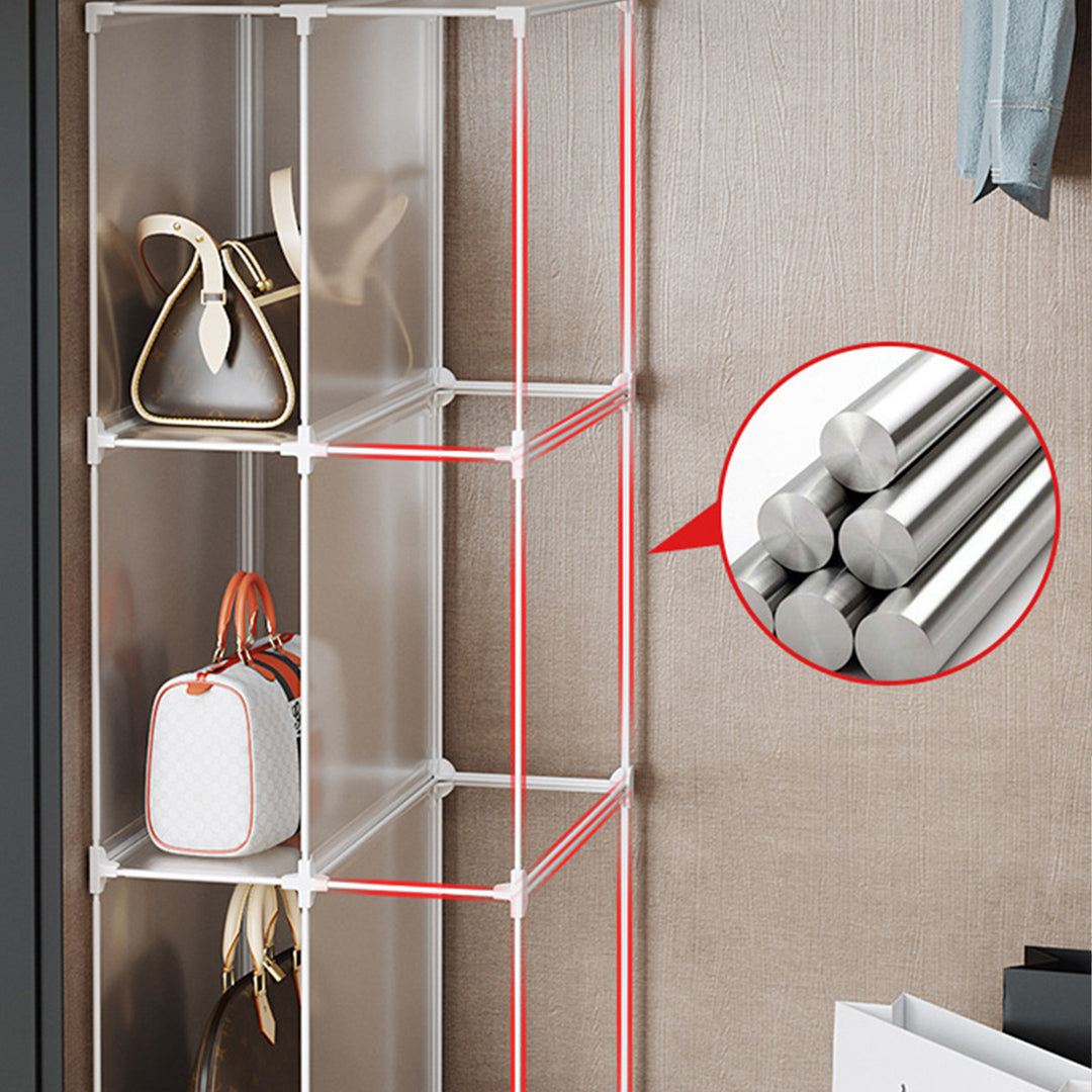 SOGA 2 Tier Multifunctional PP Plastic Bag Box Portable Cubby DIY Storage Shelves Stackable Handbag Purse Organiser • LUZ-BagBox005