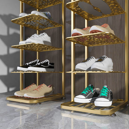 SOGA 2X 6 Tier Gold Plated Metal Shoe Organizer Space Saving Portable Footwear Storage ShelfSOGA 6 Tier Gold Metal Shoe Organizer • LUZ-FPotXJ1221X2