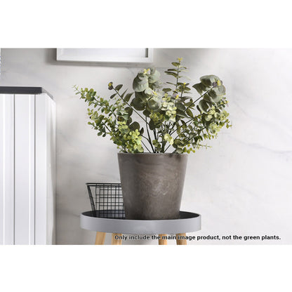 SOGA 27cm Rock Grey Round Resin Plant Flower Pot in Cement Pattern Planter Cachepot for Indoor Home Office • LUZ-FPotE2776