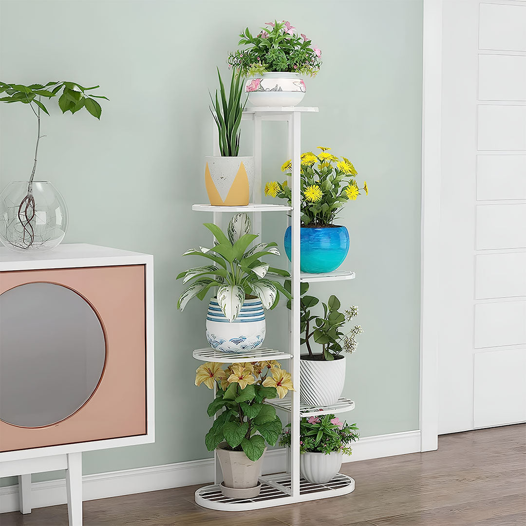 SOGA 6 Tier 7 Pots White Metal Plant Rack Flowerpot Storage Display Stand Holder Home Garden Decor • LUZ-FPotH32