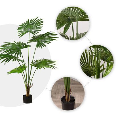 SOGA 120cm Artificial Natural Green Fan Palm Tree Fake Tropical Indoor Plant Home Office Decor • LUZ-APlantSKS1267