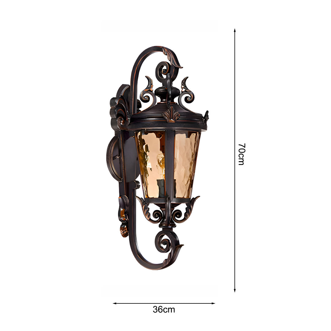 Vintage Lantern 70cm Aluminum & Glass Wall Light Classic Lantern Design Elegant Outdoor Antique Inspired Wall Lamp • LUZ-Lamp58499Med