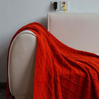 SOGA 2X Red Diamond Pattern Knitted Throw Blanket Warm Cozy Woven Cover Couch Bed Sofa Home Decor with Tassels • LUZ-Blanket905X2