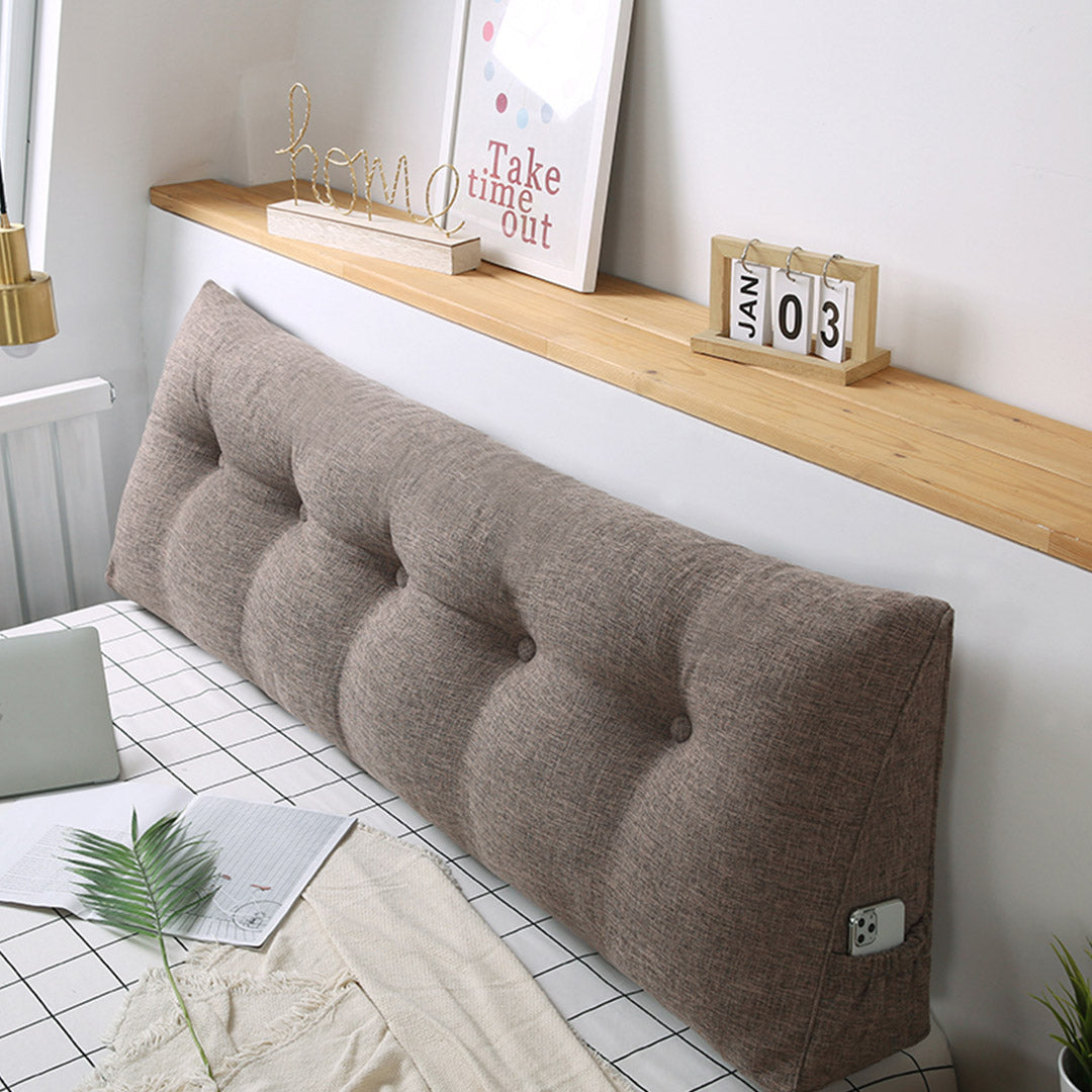 SOGA 150cm Coffee Triangular Wedge Bed Pillow Headboard Backrest Bedside Tatami Cushion Home Decor • LUZ-PillowFab150Coffee