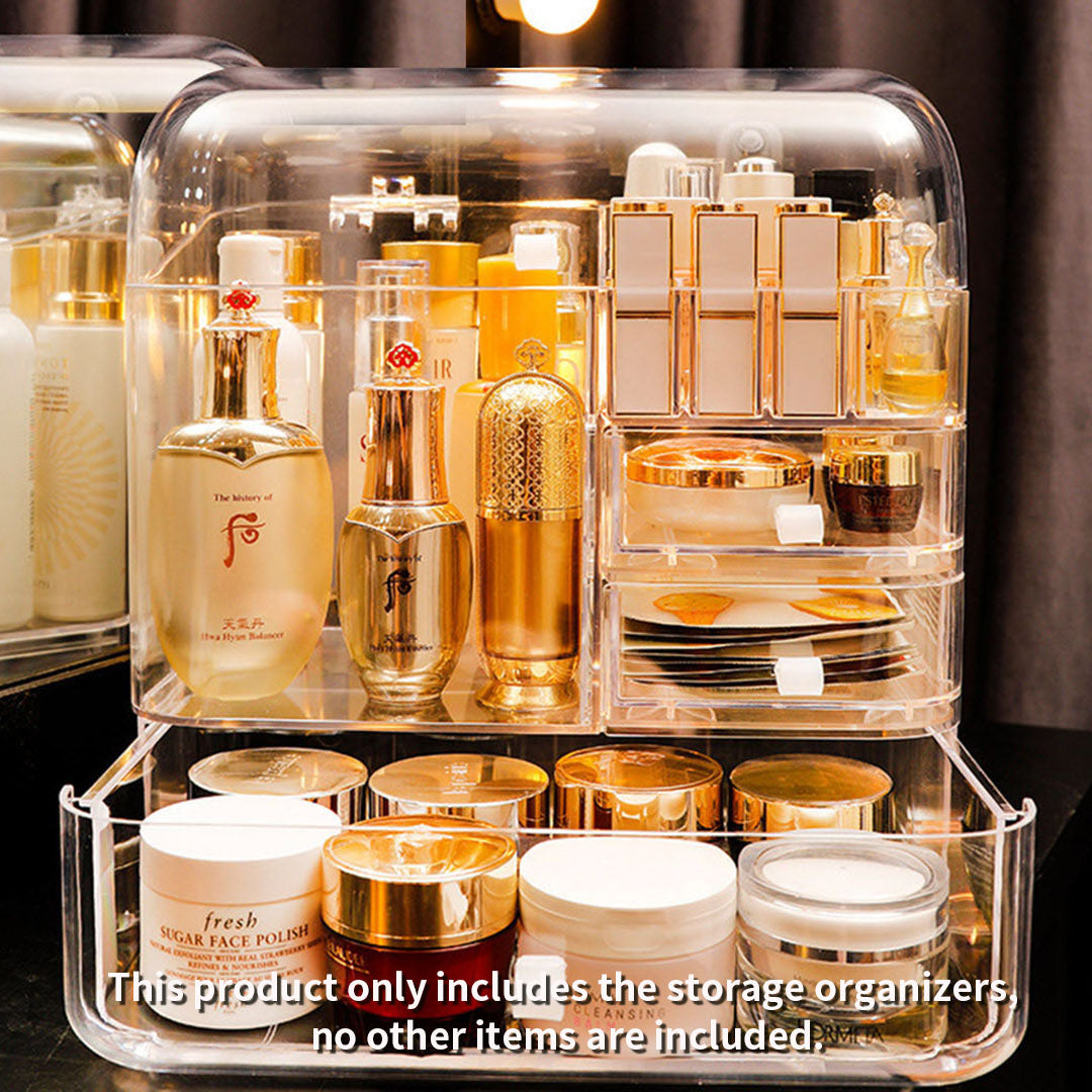 SOGA Transparent Cosmetic Storage Box Clear Makeup Skincare Holder with Lid Drawers Waterproof  Dustproof Organiser • LUZ-BathC107