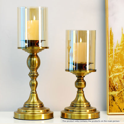 SOGA 42cm Gold Nordic Deluxe Candlestick Candle Holder Stand Pillar Glass /Iron • LUZ-CandleStick3452