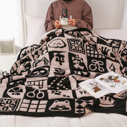 SOGA 130x160cm Throw Blanket  Black and White New Year Limited Edition Peace and Joy Plush Cozy • LUZ-Blanket934