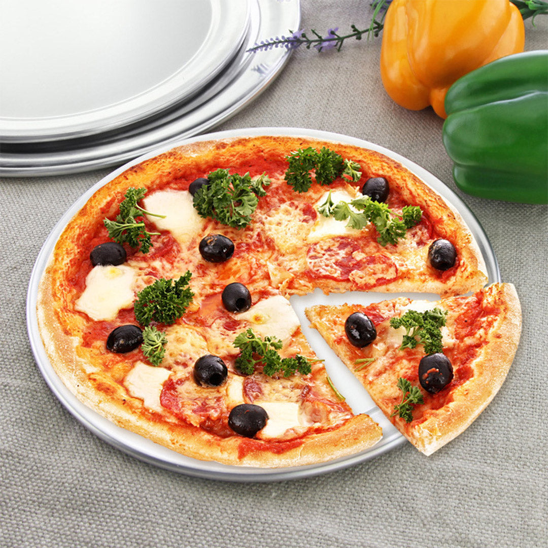 SOGA 2X 12-inch Round Aluminum Steel Pizza Tray Home Oven Baking Plate Pan • LUZ-Pizza11607X2