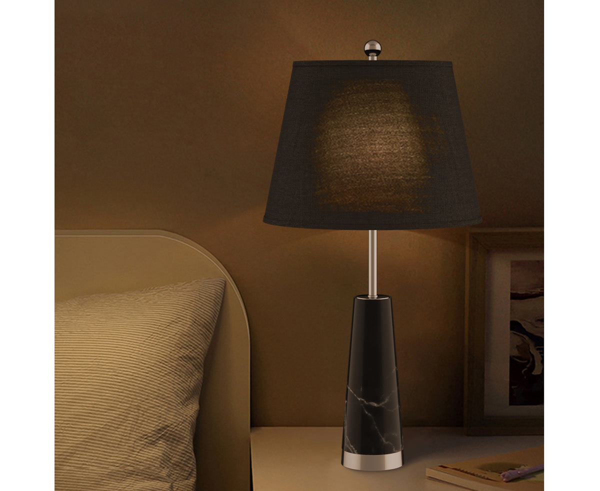 SOGA 68cm Black Marble Bedside Desk Table Lamp Living Room Shade with Cone Shape Base • LUZ-TableLampG68