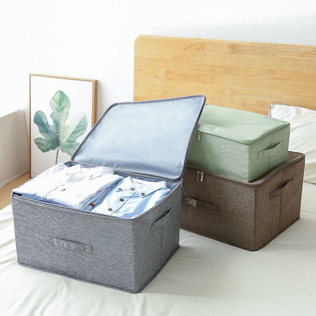 SOGA 2X Grey Large Portable Double Zipper Storage Box Moisture Proof Clothes Basket Foldable Home Organiser • LUZ-SBox022X2