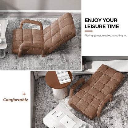 SOGA 4X Foldable Lounge Cushion Adjustable Floor Lazy Recliner Chair with Armrest Coffee • LUZ-LoungeArmCoffeeX4