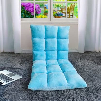SOGA 2X Floor Recliner Collapsible Lounge Sofa Couch Folding Chair Cushion Light Blue • LUZ-LoungechairLightBlueX2