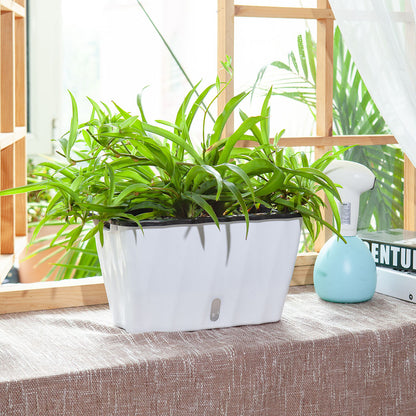 SOGA 35cm Small White Rectangular Flowerpot Vegetable Herb Flower Outdoor Plastic Box Garden Decor • LUZ-PlantBox3K
