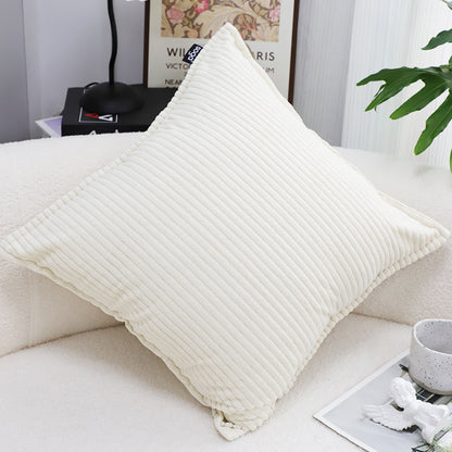 SOGA 50cm Beige Throw Pillow Warm Wabi-sabi Striped Corduroy Square For Home Decor • LUZ-FrenchCushion344