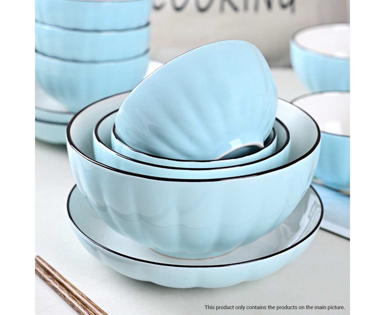 SOGA Blue Japanese Style Ceramic Dinnerware Crockery Soup Bowl Plate Server Kitchen Home Decor Set of 9 • LUZ-BowlG305