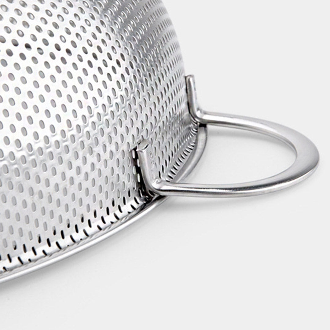 SOGA Stainless Steel Perforated Metal Colander Set Food Strainer Basket Mesh Net Bowl with 2 Handle • LUZ-ColanderBowlSet
