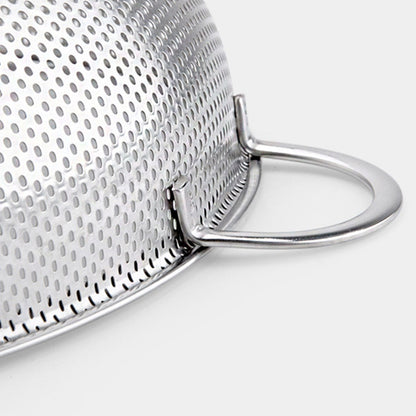 SOGA Stainless Steel Perforated Metal Colander Set Food Strainer Basket Mesh Net Bowl with 2 Handle • LUZ-ColanderBowlSet