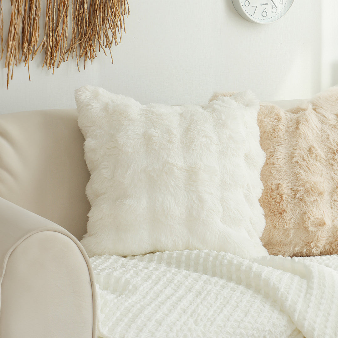 SOGA 50cm Throw Pillow White Rabbit Fur Cushion Luxurious Soft Decorative Square Pillow for Living Room • LUZ-FrenchCushion301