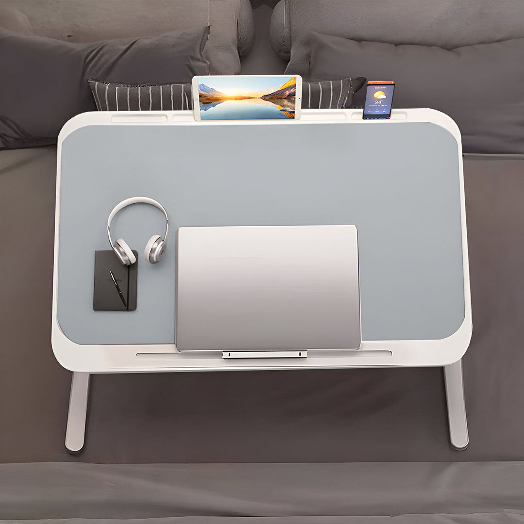 SOGA 2X 70X45cm Grey Small Laptop Bed Portable Foldable Study Table Adjustable • LUZ-BedTableA13X2