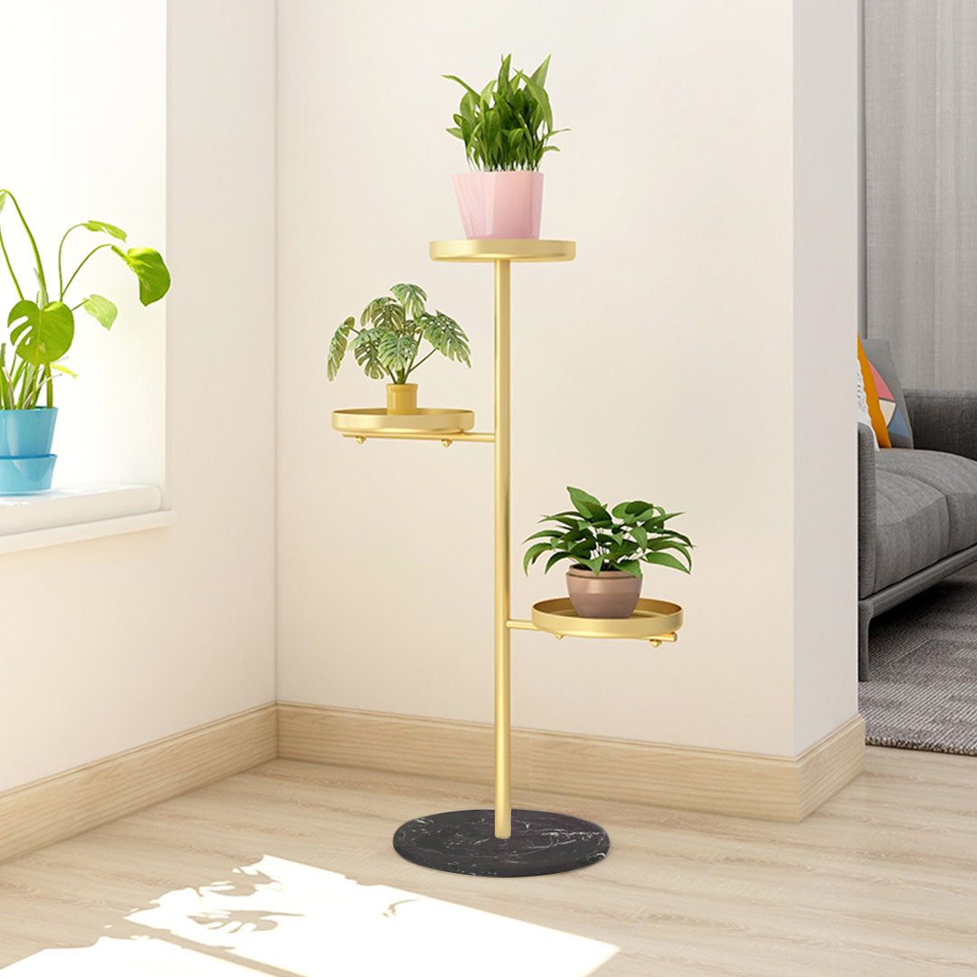 SOGA 2X 3 Tier Gold Round Plant Stand Flowerpot Tray Display Living Room Balcony Metal Decorative Shelf • LUZ-FPotH103X2