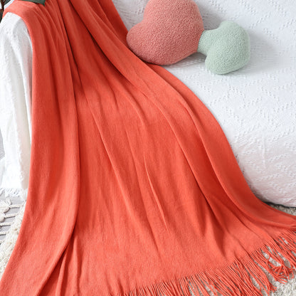 SOGA 2X Orange Acrylic Knitted Throw Blanket Solid Fringed Warm Cozy Woven Cover Couch Bed Sofa Home Decor • LUZ-Blanket911X2