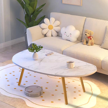 SOGA 80x40cm White Stone Pattern Living Room Nordic  Coffee Table Modern Style • LUZ-TableTea12