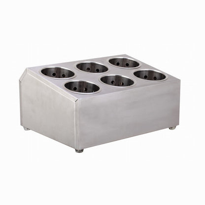 SOGA 2X 18/10 Stainless Steel Commercial Conical Utensils Cutlery Holder with 6 Holes • LUZ-CutleryHolder4605X2