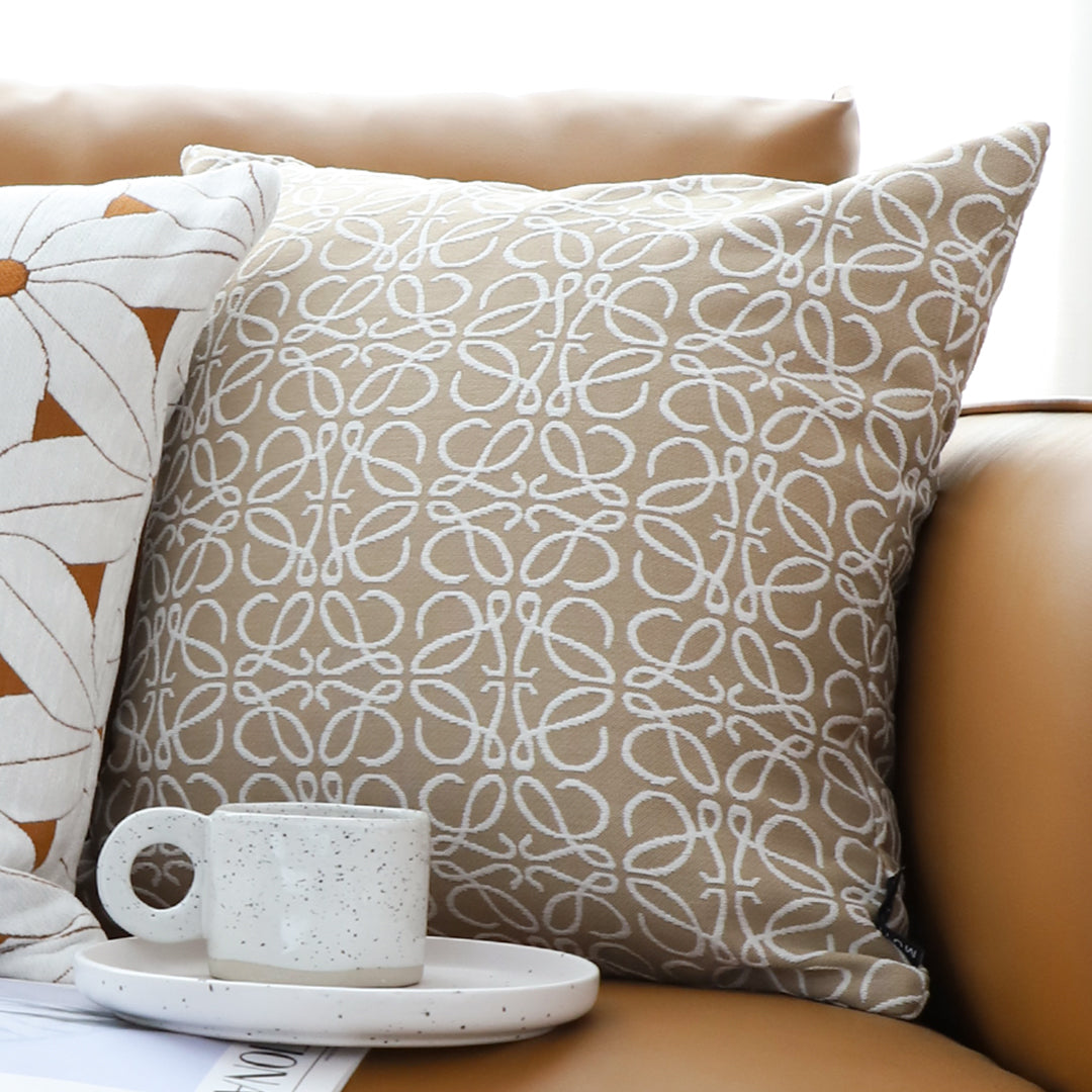 SOGA 2X 50cmThrow Pillow White and Beige Geometric Pattern Accent for Home Decor • LUZ-FrenchCushion337X2