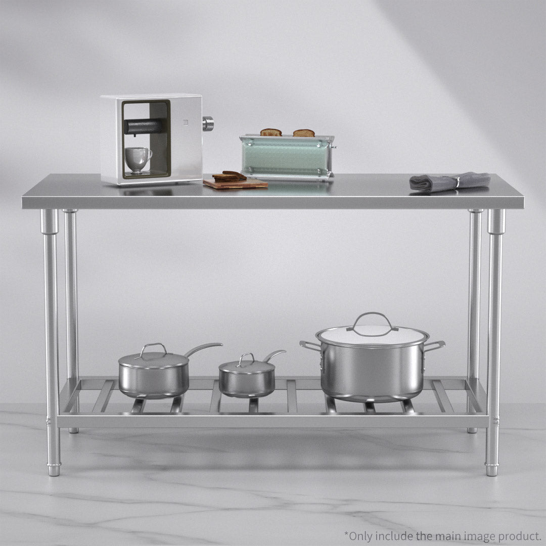 SOGA 150*70*85cm Commercial Catering Kitchen Stainless Steel Prep Work Bench • LUZ-WorkBenchSS2033150CM