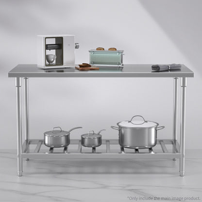 SOGA 150*70*85cm Commercial Catering Kitchen Stainless Steel Prep Work Bench • LUZ-WorkBenchSS2033150CM