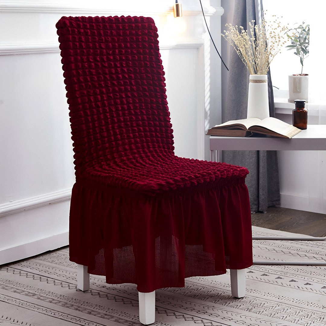 SOGA Burgundy Chair Cover Seat Protector with Ruffle Skirt Stretch Slipcover Wedding Party Home Decor • LUZ-Chaircov21A